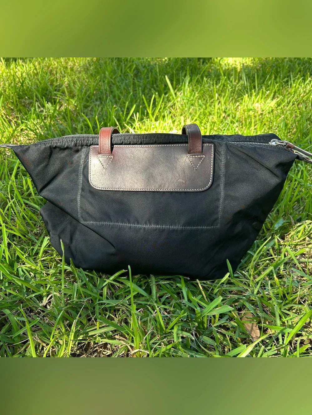 Vintage Dooney & Bourke Black Nylon Duffel with Brown Leather Trim